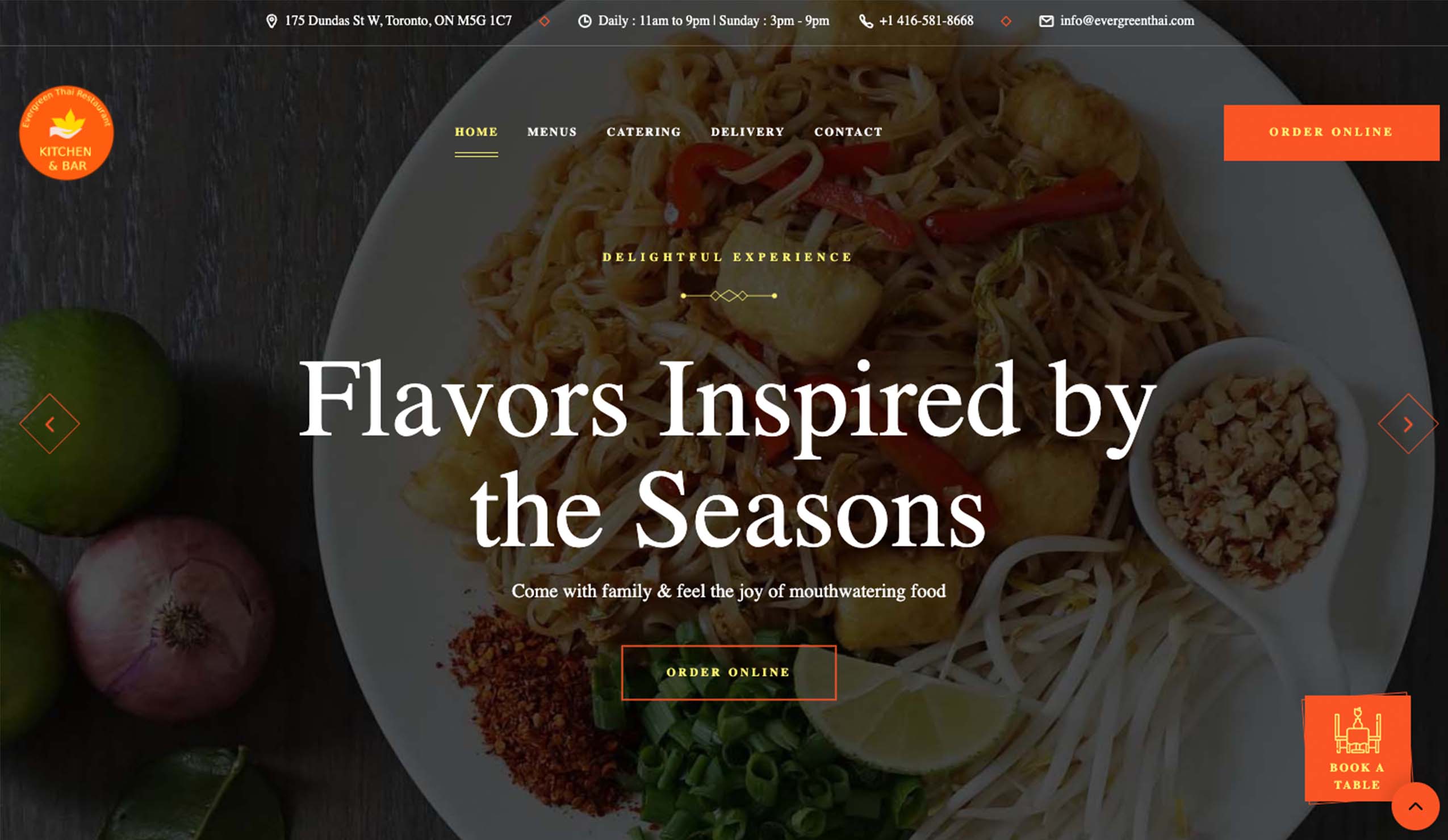 Evergreen Thai Restaurant website preview